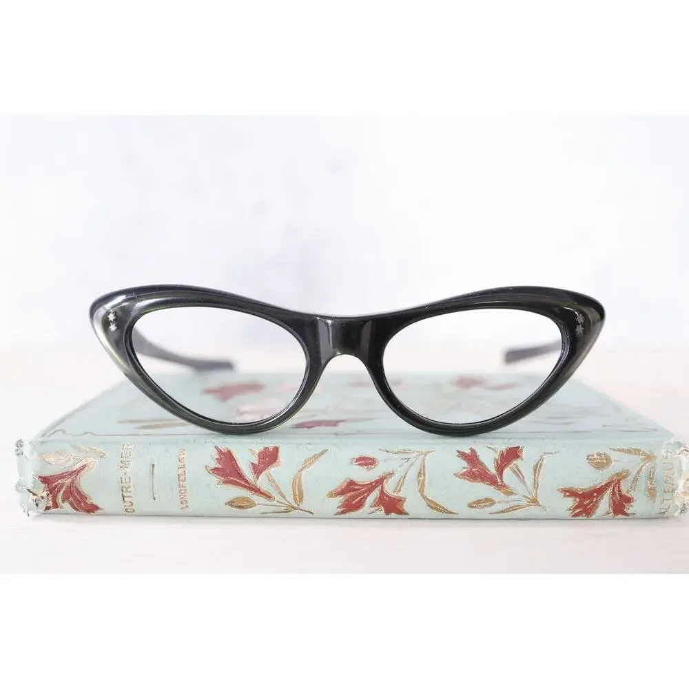 Vintage 1960s France Women Cateye Eyeglass Rockabilly Pinup Multicolor Retro